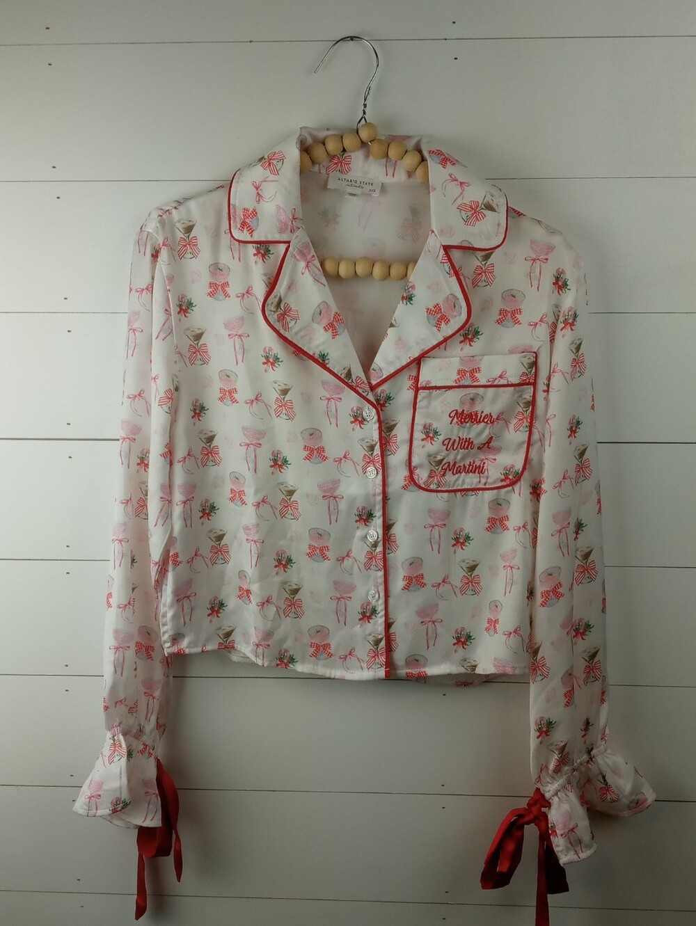 Altar'd State Women's size XXS Christmas pajama set Merrier with a martini